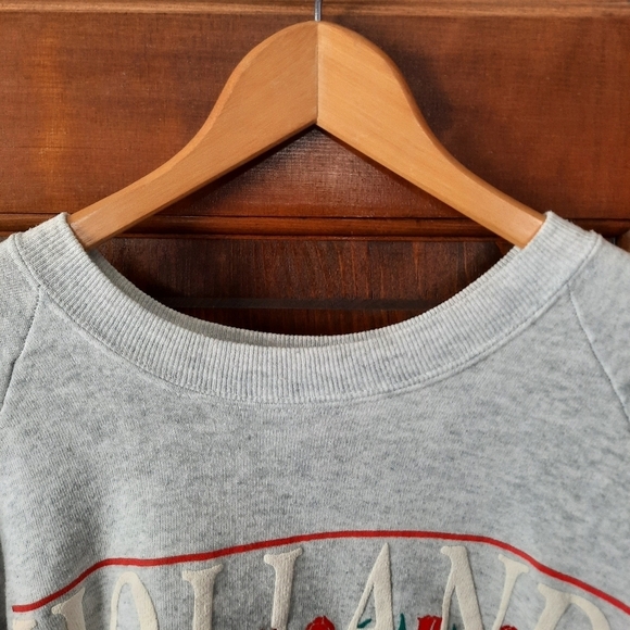 Vintage 1991 Holland Michigan tulips 3D spellout graphic gray raglan crewneck - Picture 4 of 13